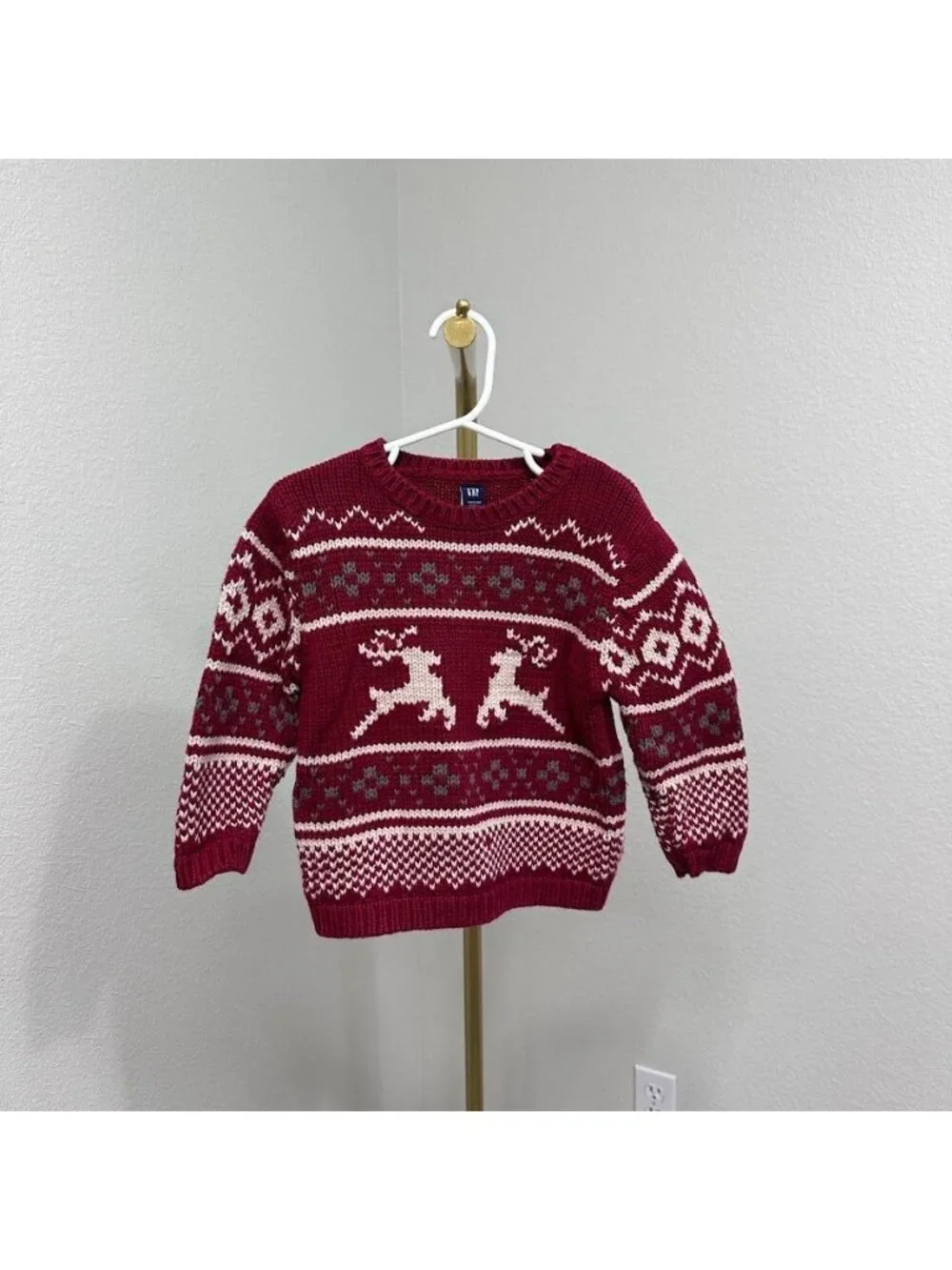 VTG Baby Gap Fair Isle Reindeer Knit Christmas Sweater Holiday Toddler Size 2